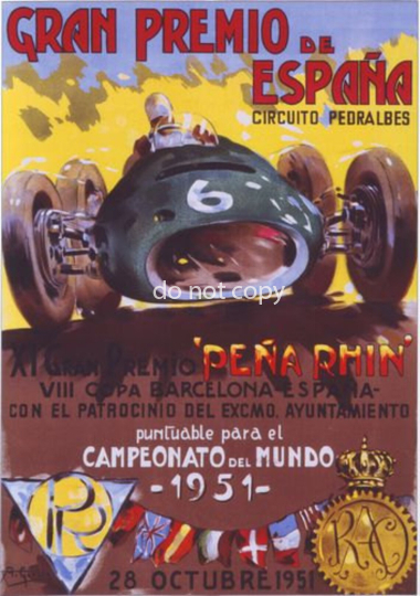 1951 Grand-Prix von Spanien Motor Racing Poster