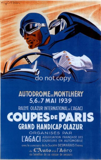 939 Paris Motor Racing Poster