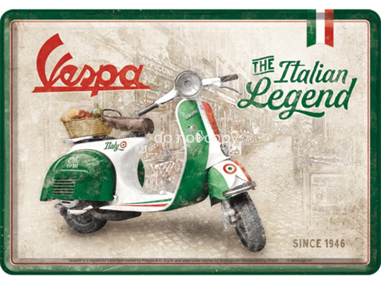BlechpostkarteNostalgicArtVespaItalianLegend10x14cmNA10327