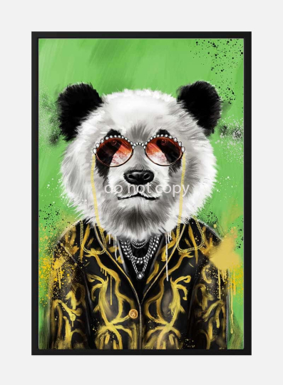 Panda With gold Jacket Poster