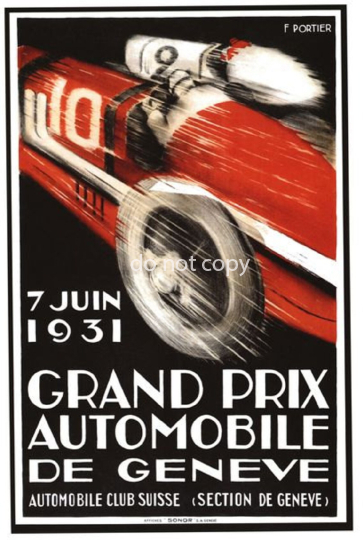 Vintage 1931 Genf Grand-Prix-Motorsportplakat
