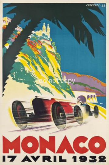 Vintage 1932 Grand-Prix von Monaco Motor Racing Poster