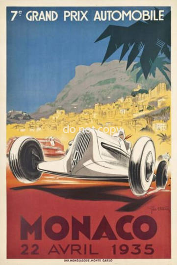Vintage 1935 Grand-Prix-Motorsport-Poster von Monaco