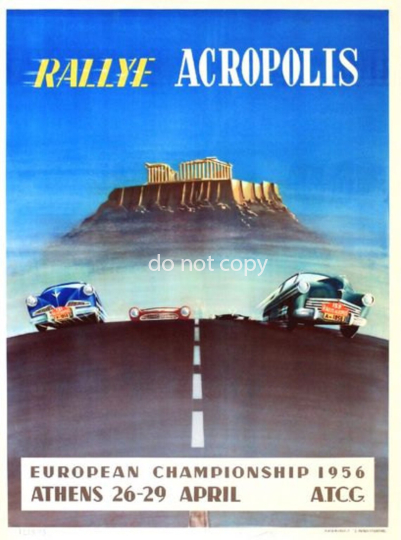 Vintage 1956 griechische Akropolis Rallye Poster