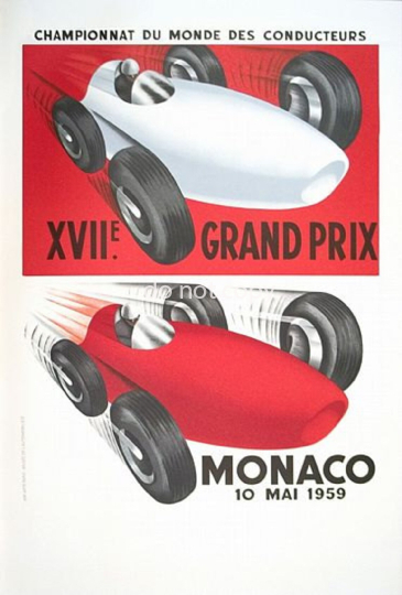 Vintage 1959 Großer Preis von Monaco Motor Racing Poster