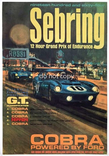 Vintage 1964 Sebring Motor Racing Poster