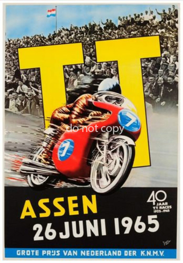 Vintage 1965 Assen Niederlande TT Motor Racing Poster