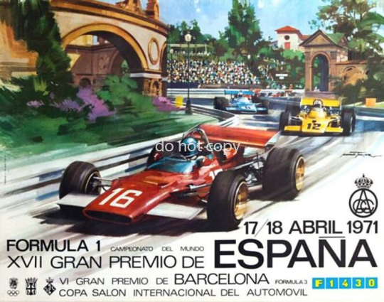 Vintage 1971 Grand-Prix von Spanien Motor Racing Poster