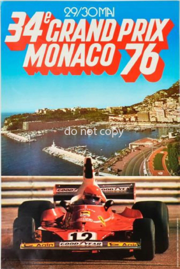 Vintage 1976 Großer Preis von Monaco Poster