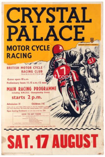 Vintage Crystal Palace Motorrad Racing Poster