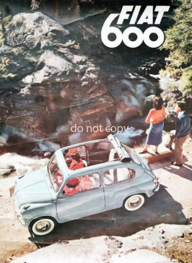 Vintage FIAT 600 Werbeplakat
