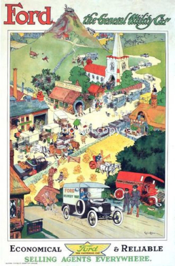Vintage Ford Motor Auto Werbung Poster