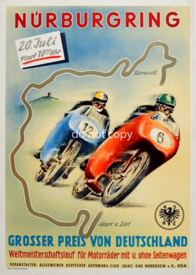 Vintage Nürburgring Deutschland Motorrad Racing Poster