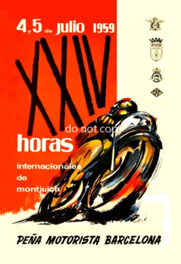 Vintage Spanisch 24 Stunden Motorradrennen In Barcelona 1959